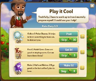 farmville 2 polar party: play it cool tasks