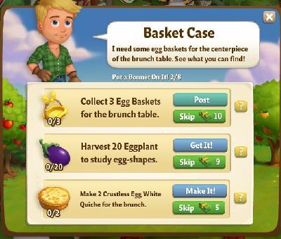 farmville 2 put a bonnet on it: basket case tasks