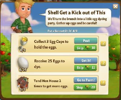 farmville 2 put a bonnet on it: shell get a kick out of this tasks