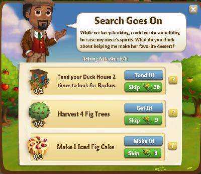 farmville 2 raising a ruckus: search goes on tasks