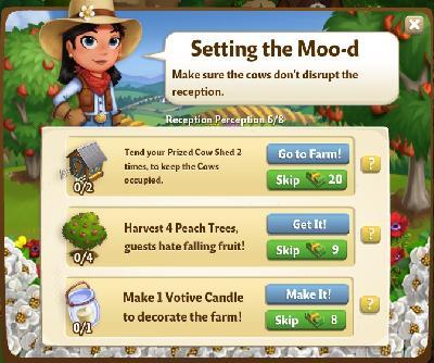 farmville 2 reception perception: setting the mood tasks