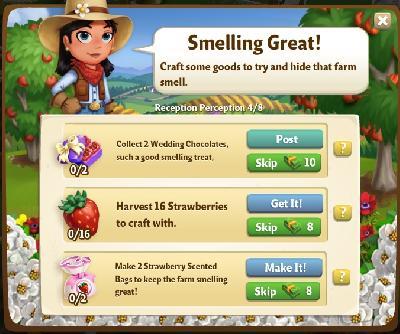 farmville 2 reception perception: smelling great tasks