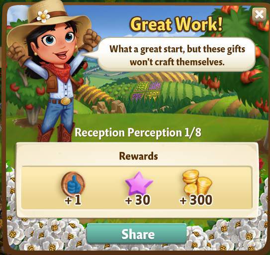 farmville 2 reception perception: special reception rewards, bonus