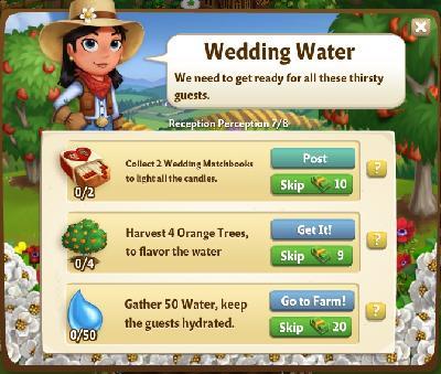 farmville 2 reception perception: wedding water tasks