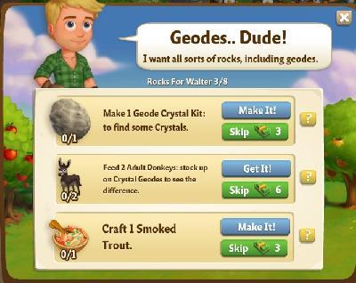 farmville 2 rocks for walter: geodes dude tasks