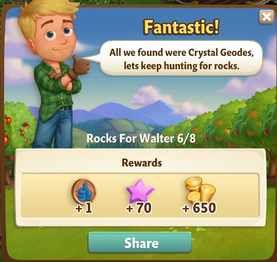 farmville 2 rocks for walter: geodes for walter rewards, bonus