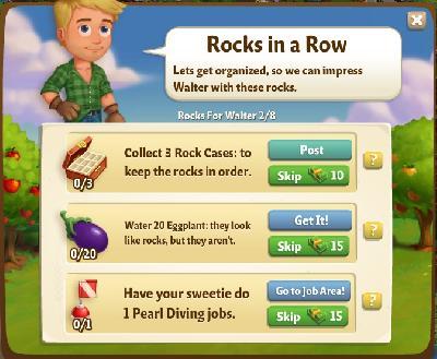farmville 2 rocks for walter: rocks in a row tasks
