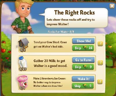 farmville 2 rocks for walter: the right rocks tasks