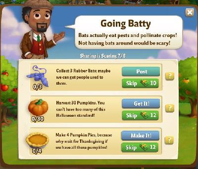 farmville 2 sharing is scaring: going batty tasks