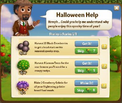 farmville 2 sharing is scaring: halloween help tasks