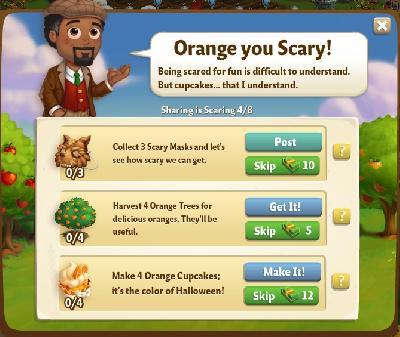 farmville 2 sharing is scaring: orange you scary tasks