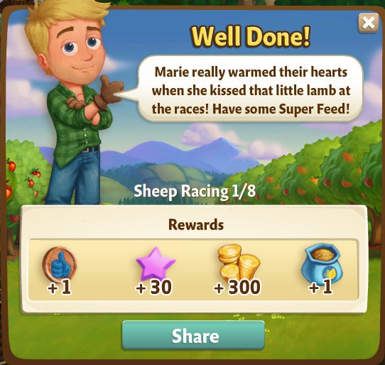 farmville 2 sheep racing: kissing babies rewards, bonus
