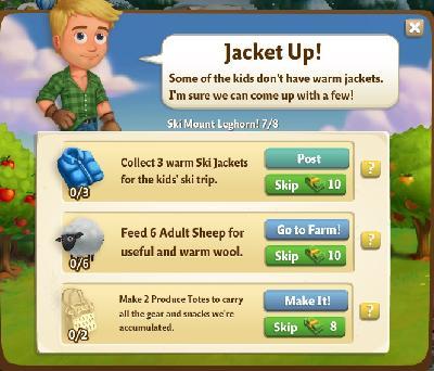 farmville 2 ski mount leghorn: jacket up tasks