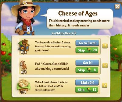 farmville 2 so old it's new: cheese of ages tasks