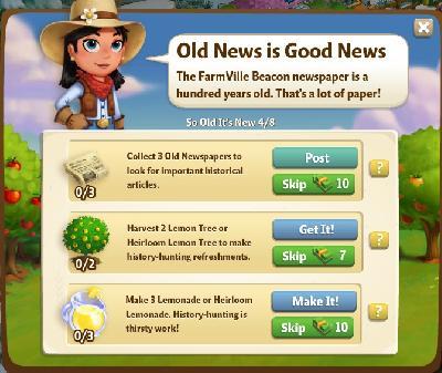 farmville 2 so old it's new: old news is good news tasks