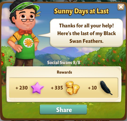 farmville 2 social swans: sunshine and sunflowers rewards, bonus