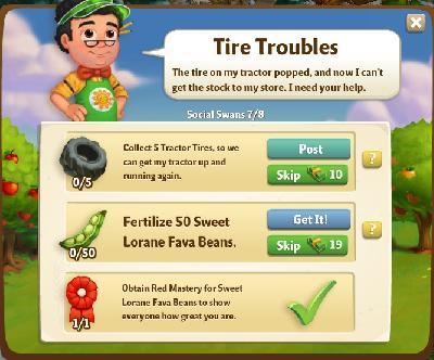 farmville 2 social swans: tire troubles tasks