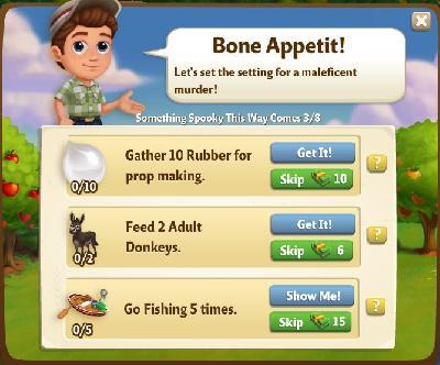 farmville 2 something spooky this way comes: bone appetit tasks