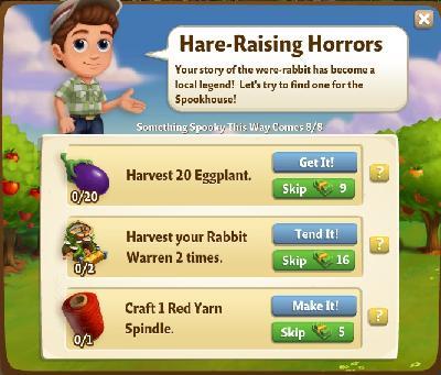 farmville 2 something spooky this way comes: hare-raising horrors tasks