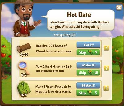 farmville 2 spring fling: hot date tasks