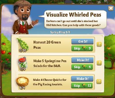 farmville 2 spring fling: visualize whirled peas tasks