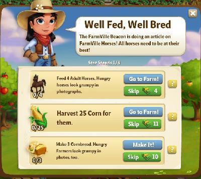 farmville 2 star steeds: well fed, well bred part 1 of 8 tasks