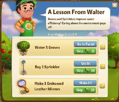 farmville 2 start making cents: a lesson from walter tasks