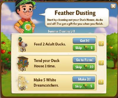 farmville 2 summer cleaning: feather dusting tasks