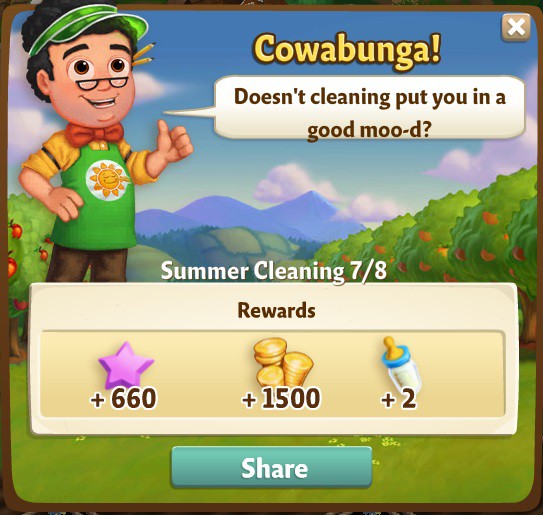 farmville 2 summer cleaning: whey cleaner than ever rewards, bonus