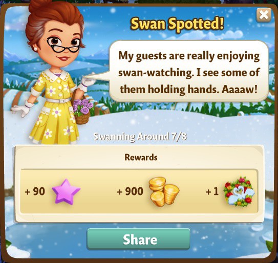 farmville 2 swanning around: admired from afar rewards, bonus