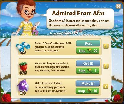 farmville 2 swanning around: admired from afar tasks