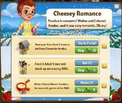 farmville 2 swanning around: cheesey romance tasks