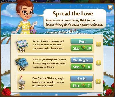 farmville 2 swanning around: spread the love tasks