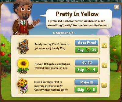 farmville 2 teddy bears: pretty in yellow tasks