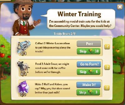 farmville 2 teddy bears: winter training tasks