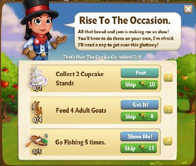 farmville 2 thats how the cookie crumbles: rise to the occasion tasks