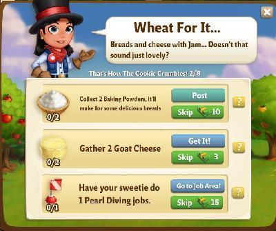 farmville 2 thats how the cookie crumbles: wheat for it tasks