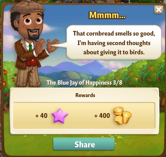 farmville 2 the blue jay of happiness: oh crumbs rewards, bonus