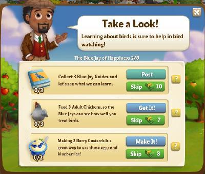 farmville 2 the blue jay of happiness: take a look tasks