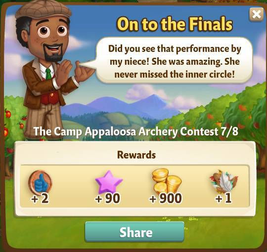 farmville 2 the camp appaloosa archery contest: bullseye betty rewards, bonus