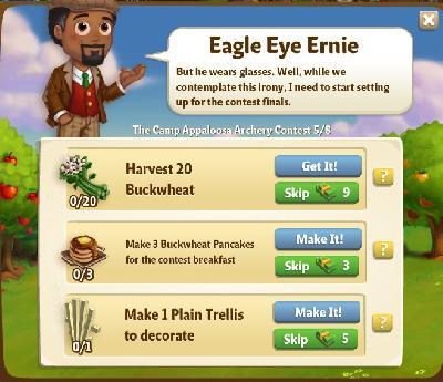 farmville 2 the camp appaloosa archery contest: eagle eye ernie tasks