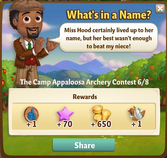 farmville 2 the camp appaloosa archery contest: holly hood rewards, bonus