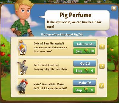 farmville 2 the case of the misplaced pig: pig perfume tasks