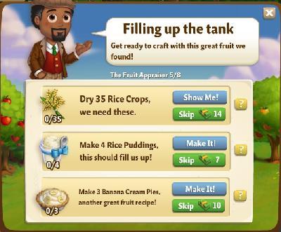 farmville 2 the fruit appraiser: filling up the tank tasks