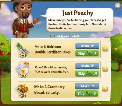 farmville 2 the fruit appraiser: just peachy tasks