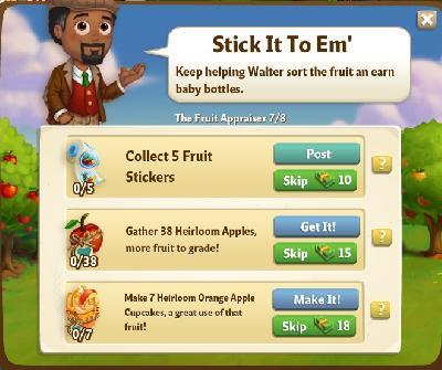 farmville 2 the fruit appraiser: stick it to em tasks