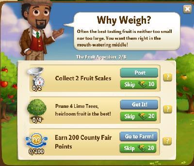 farmville 2 the fruit appraiser: why weigh tasks