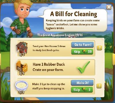 farmville 2 the great appaloosa logjam: a bill for cleaning tasks