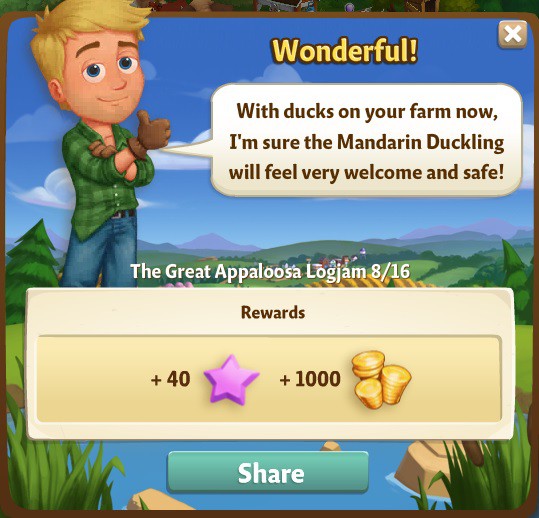 farmville 2 the great appaloosa logjam: getting ducks in a row rewards, bonus