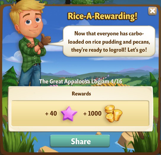 farmville 2 the great appaloosa logjam: going with the grain rewards, bonus